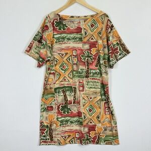 Unbranded Tropical Palm‎ Tree Jersey Knit T-Shirt Sheath Dress Women's Medium